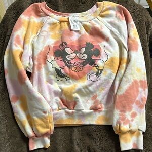 DISNEY Adorable Minnie Mickey Tye Dye Sweatshirt Sz 7/8